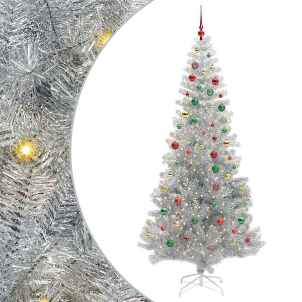 vidaXL Kerstboom met 300 LED met standaard Zilver 210 cm PET