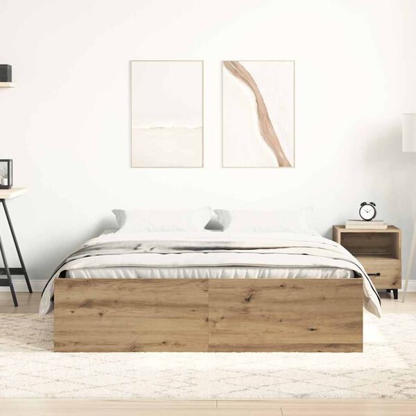 vidaXL Bedframe zonder matras spaanplaat artisanaal eikenkleurig