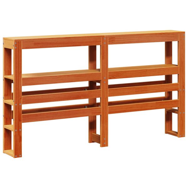 vidaXL Hoofdbord met schappen 150 cm massief grenenhout wasbruin