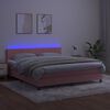 vidaXL Boxspring met matras en LED fluweel roze 160x200 cm