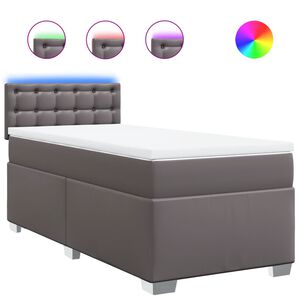 vidaXL Boxspring met matras kunstleer grijs 80x200 cm