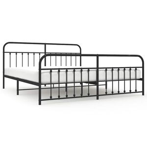 vidaXL Bedframe met hoofd- en voeteneinde metaal zwart 193x203 cm