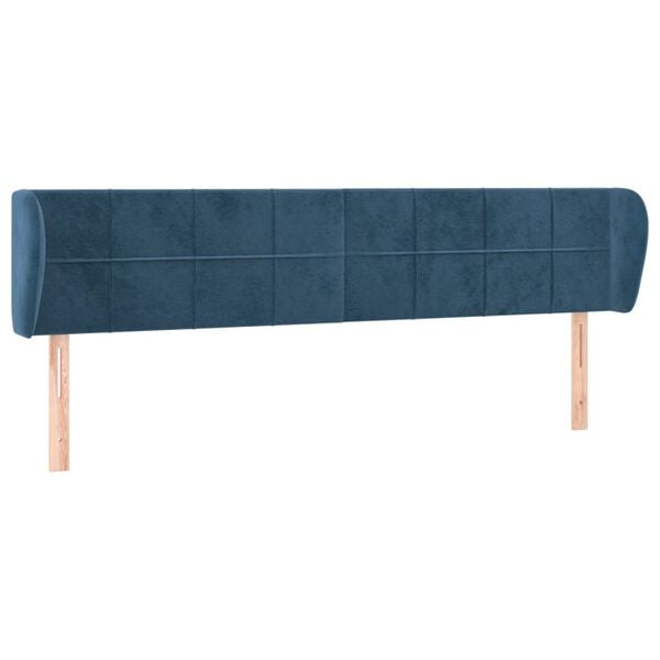 vidaXL Hoofdbord met randen 183x23x78/88 cm fluweel donkerblauw