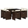 vidaXL 9-delige Tuinset met kussens poly rattan bruin