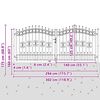 vidaXL Hekpoort met Spear Boven met slot Grijs 305 x 125 cm Staal