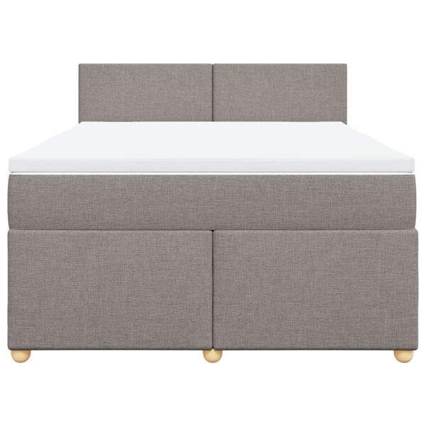 vidaXL Boxspring met matras stof taupe 140x190 cm
