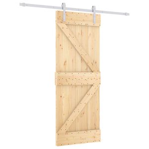 vidaXL Schuifdeur Natuurlijk en Wit 80 x 210 cm Massief grenenhout