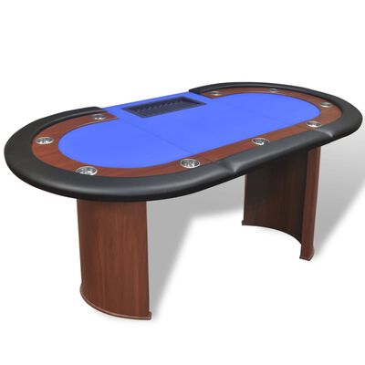 vidaXL Pokertafel voor 10 personen met dealervak en fichebak blauw