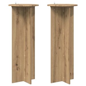 vidaXL Plantenstandaard 2 st Artisanaal eiken &Oslash;40 x 100 cm