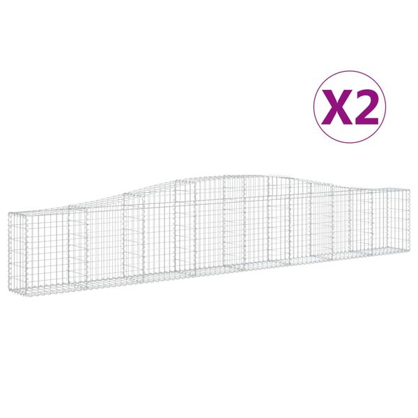 vidaXL Schanskorven 2 st gewelfd 400x30x60/80 cm ijzer
