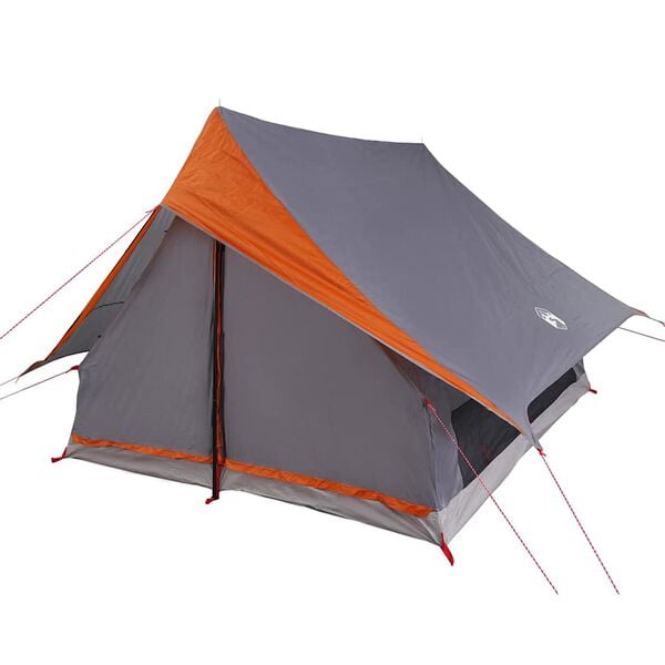 vidaXL Tenten met dak Grijs en oranje 256 x 266 x 185 cm Polyester