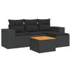 vidaXL 5-delige Loungeset met kussens poly rattan zwart