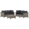 vidaXL 5-delige Loungeset met kussens poly rattan grijs