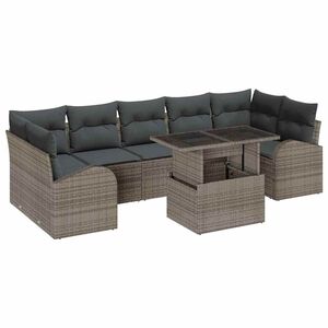 vidaXL Tuin Sofa Set met kussen met opslag 8 pcs Grijs Poly Rattan