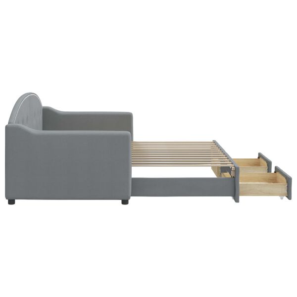 vidaXL Slaapbank met onderschuifbed en lades 80x200 cm stof lichtgrijs