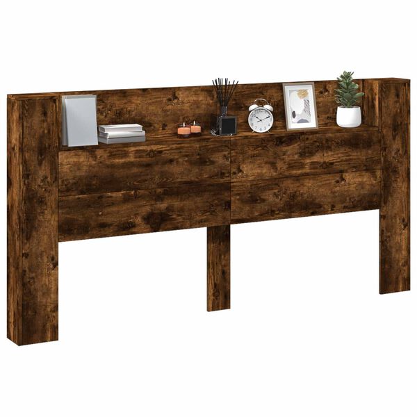 vidaXL Hoofdbord Gerookt eiken 200 x 16,5 x 103,5 cm Bewerkt hout
