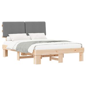 vidaXL Bedframe met Gevoerd Hoofdgedeelte Lichtgrijs 150 x 200 cm