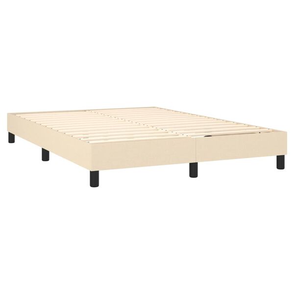 vidaXL Boxspring met matras stof cr&egrave;mekleurig 140x200 cm