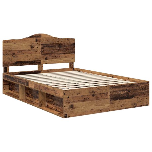 vidaXL Bedframe met hoofdeinde Oudhout 150 x 200 cm Massief grenenhout