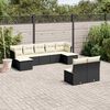 vidaXL 9-delige Loungeset met kussens poly rattan zwart