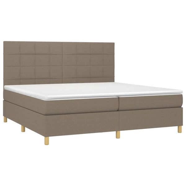 vidaXL Boxspring met matras en LED stof taupe 200x200 cm