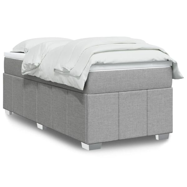 vidaXL Boxspring met matras stof lichtgrijs 80x200 cm