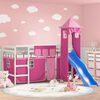 vidaXL Kinderhoogslaper met toren 90x200 cm massief grenenhout roze
