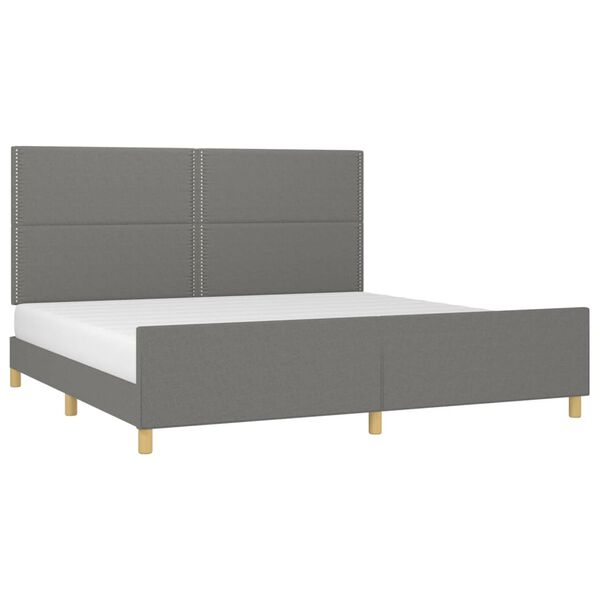 vidaXL Bedframe zonder matras stof donkergrijs 200x200 cm