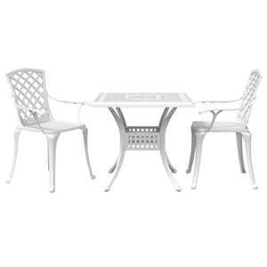 vidaXL 3-delige Bistroset gietaluminium wit