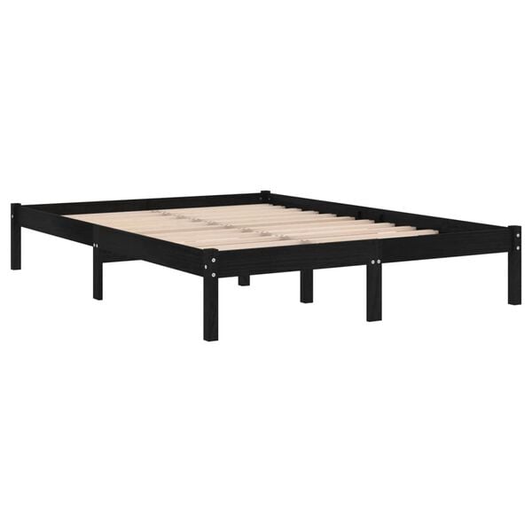 vidaXL Bedframe massief grenenhout zwart 200x200 cm