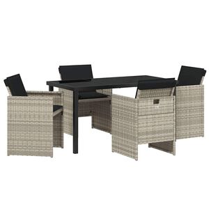 vidaXL Tuin eettafelset 5 st Lichtgrijs poly rattan