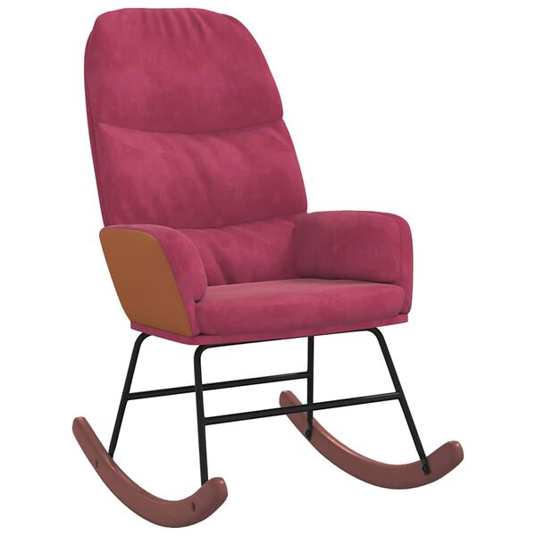 vidaXL Schommelstoel fluweel wijnrood