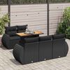 vidaXL 6-delige Loungeset met kussens poly rattan zwart