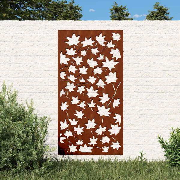 vidaXL Wanddecoratie tuin esdoornbladontwerp 105x55 cm cortenstaal