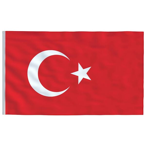 vidaXL Vlag met vlaggenmast Turkije 5,5 m aluminium