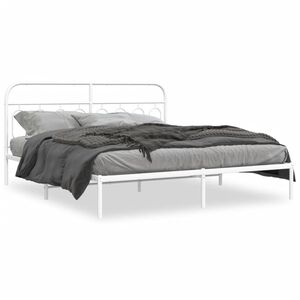 vidaXL Bedframe met hoofdbord metaal wit 160x200 cm