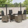 vidaXL Tuin Eetset met kussen 5 pcs Grijs Poly riet