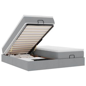vidaXL Ottoman bed met matrassen 160x200cm stof lichtgrijs