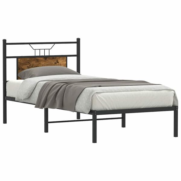vidaXL Bedframe zonder matras hout gerookt eikenkleurig 75x190 cm