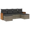 vidaXL 6-delige Loungeset met kussens poly rattan grijs