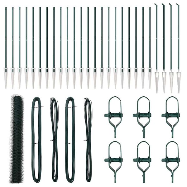 vidaXL Afrasteringspaal Groen 50 x 1,4 m (50 mm gaas) Staal en PVC