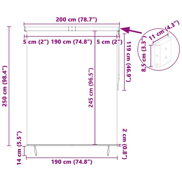 vidaXL Rolgordijn met gordijnen Cr&egrave;me 200 x 250 cm Stof en Aluminium