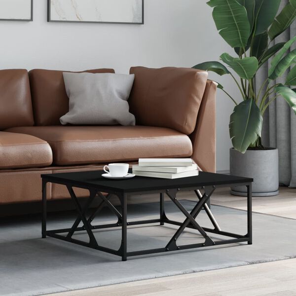 vidaXL Salontafel 70x70x30 cm bewerkt hout zwart