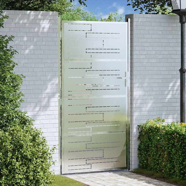 vidaXL Tuinpoort met slot Zilver 96 x 180 cm Roestvrij staal