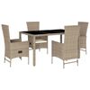 vidaXL 5-delige Tuinset met kussens poly rattan beige
