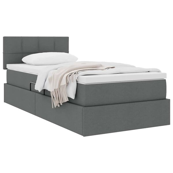 vidaXL Opbergbed met matras Donkergrijs 90 x 190 cm Bewerkt hout