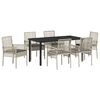 vidaXL Tuin eettafelset 7 st Lichtgrijs poly rattan
