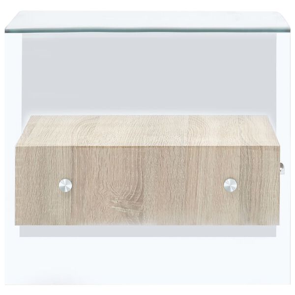 vidaXL Salontafel met lade 50x50x45 cm gehard glas