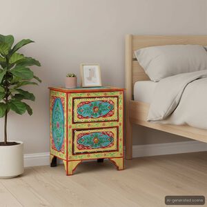 vidaXL Nachtkastje handgeschilderd 40x30x50 cm massief mangohout