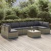 vidaXL 8-delige Loungeset met kussens poly rattan grijs